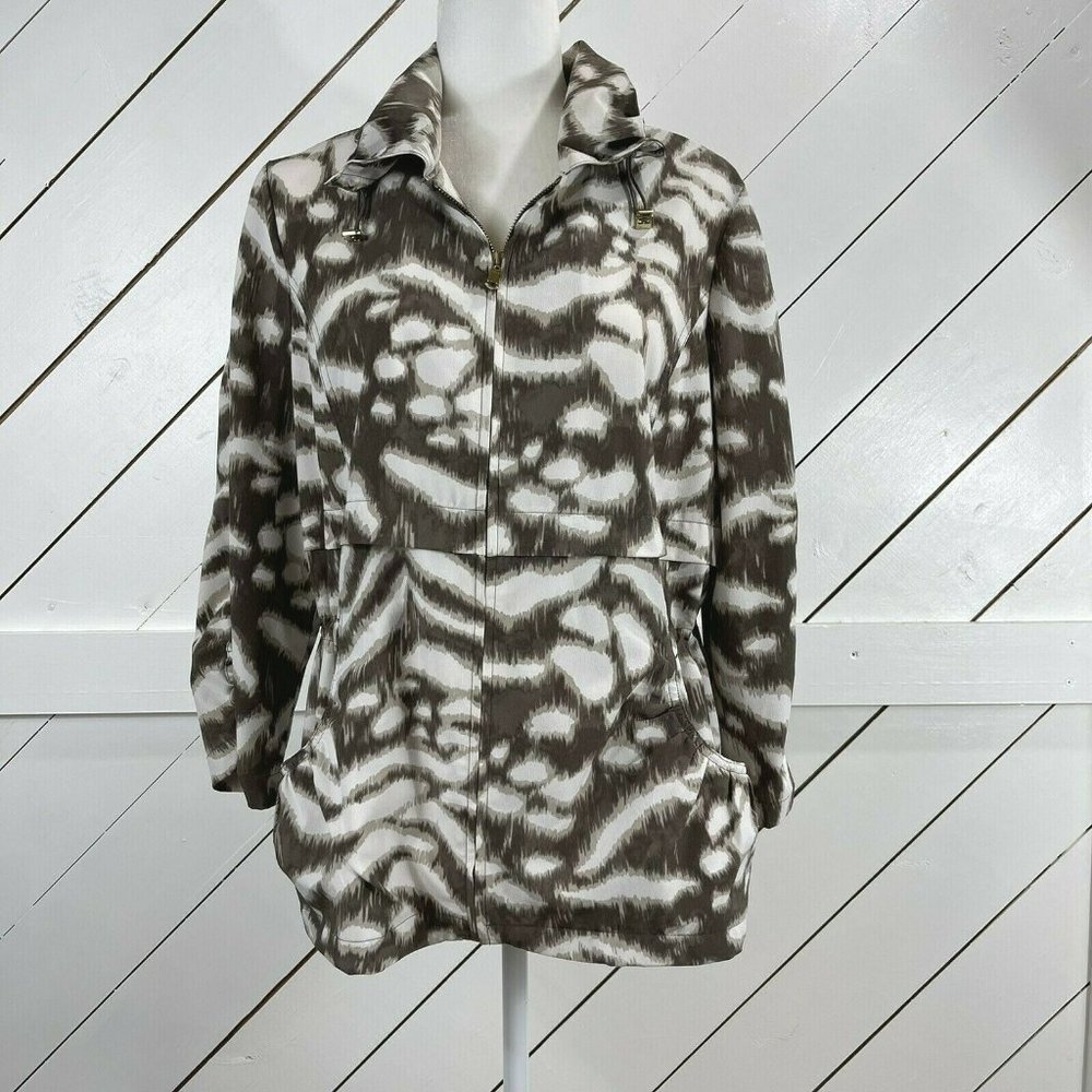 Women's Chico's Zenergy Jacket Sz L Brown Tan White